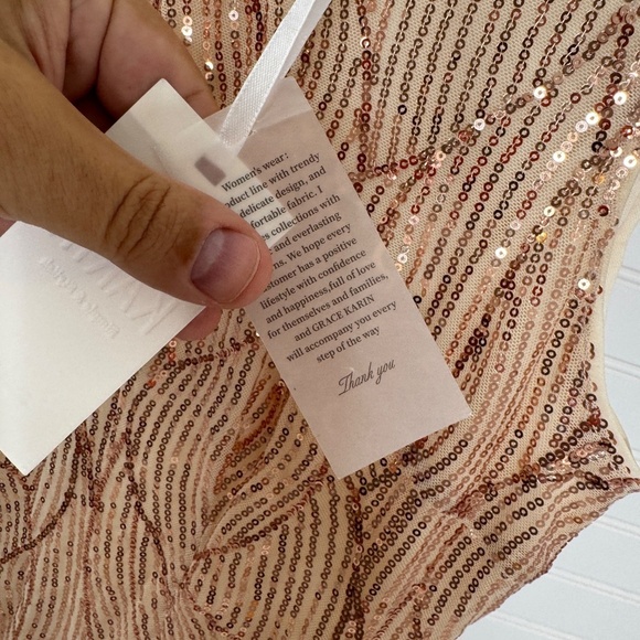 NEW Grace Karin Sequin Dress Large Gold - Picture 4 of 9